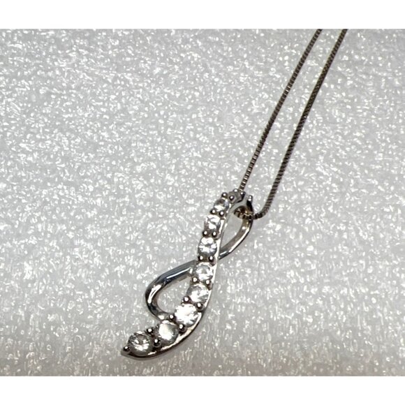 Sterling Silver Infinity Cubic Zirconia Pendant Necklace 925 Sun Jewelry Box Cha - Picture 12 of 15